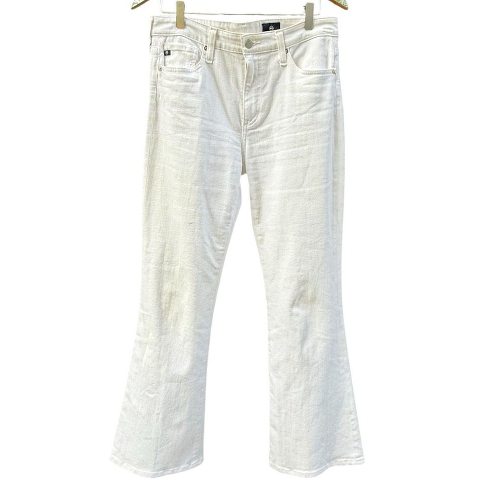 AG Adriano Goldschmied The Quinne High Rose White Flared Jeans